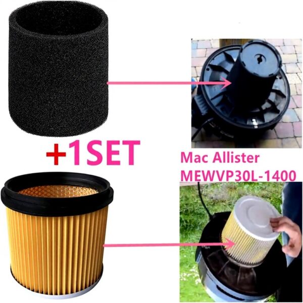 Filtres HEPA Mousse Aspirateur Eau Poussière Mac Allister