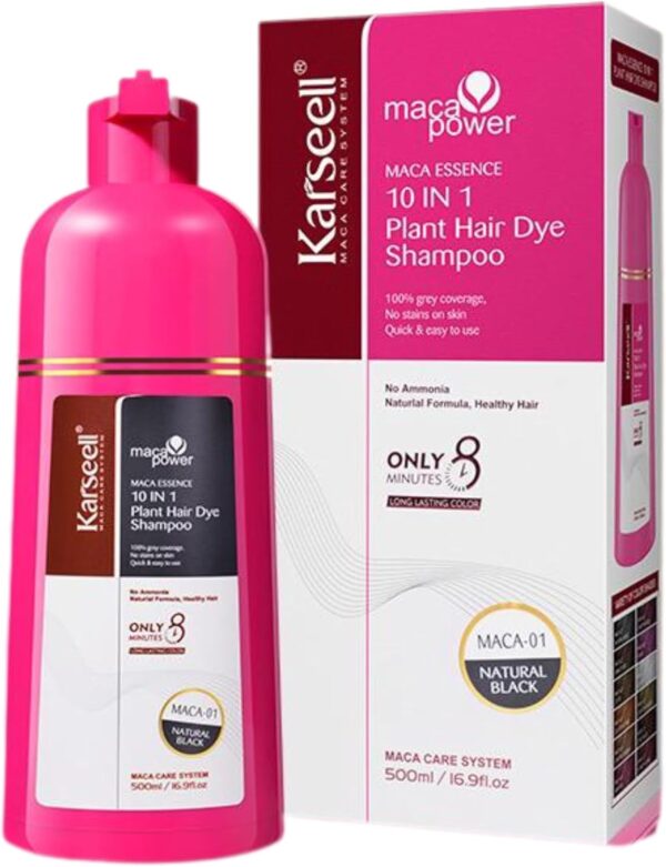 Shampooing colorant noir naturel Karseell couvre cheveux-0